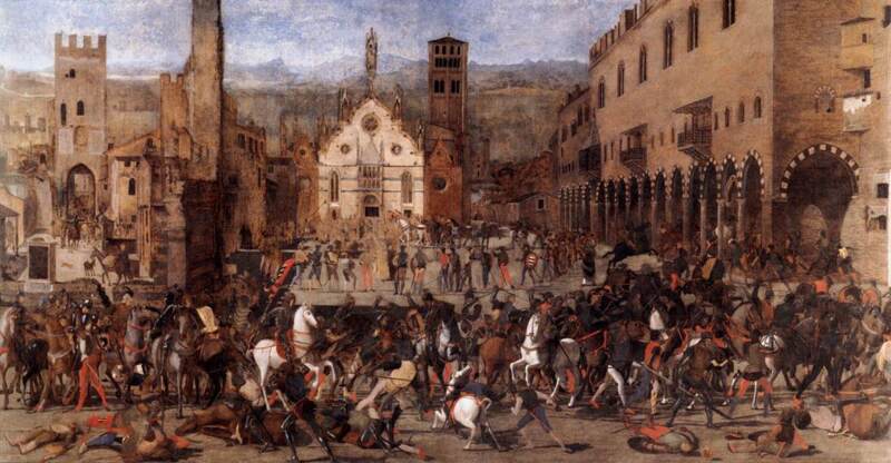 Expulsion of the Bonacolsi in 1328, scene of Piazza Sordello