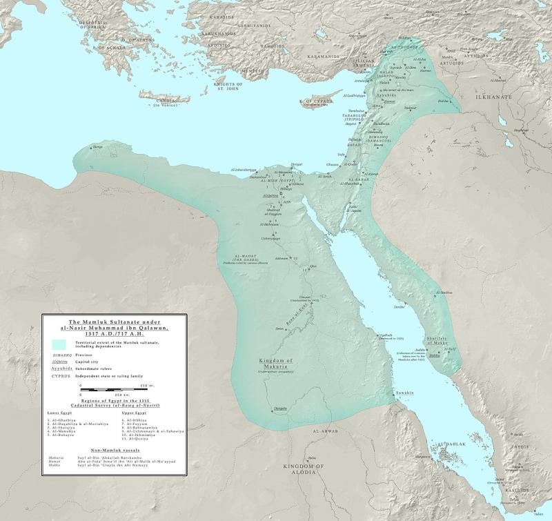 Extent of the Mamluk Sultanate under Sultan Al-Nasir Muhammad (1317)