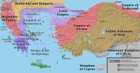 The partition of the Byzantine Empire following the Fourth Crusade, ca. 1204