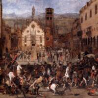 Expulsion of the Bonacolsi in 1328, scene of Piazza Sordello