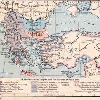 Map of Balkans 1355 showing the region of the Serbian Empire