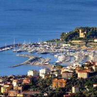 Aerial view of Varazze and harbour